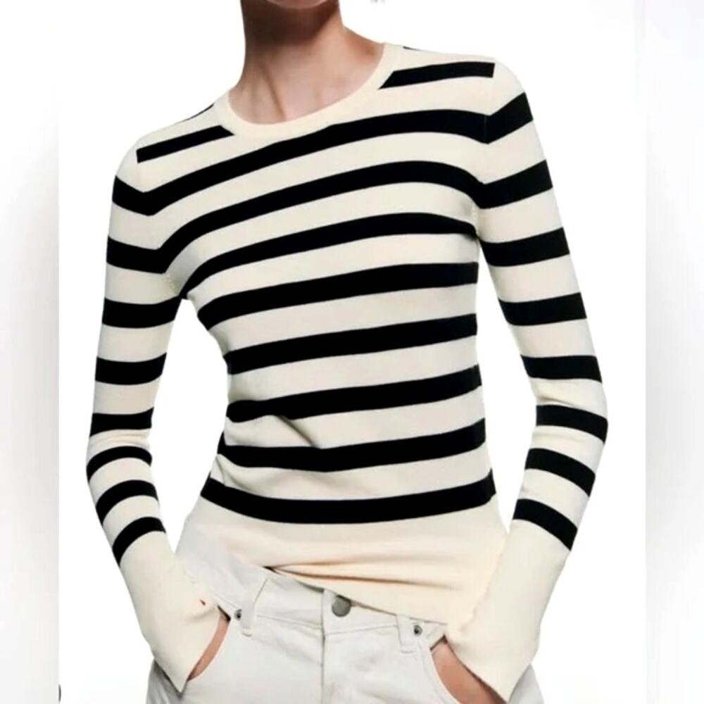 Zara Striped Knit Top Size L